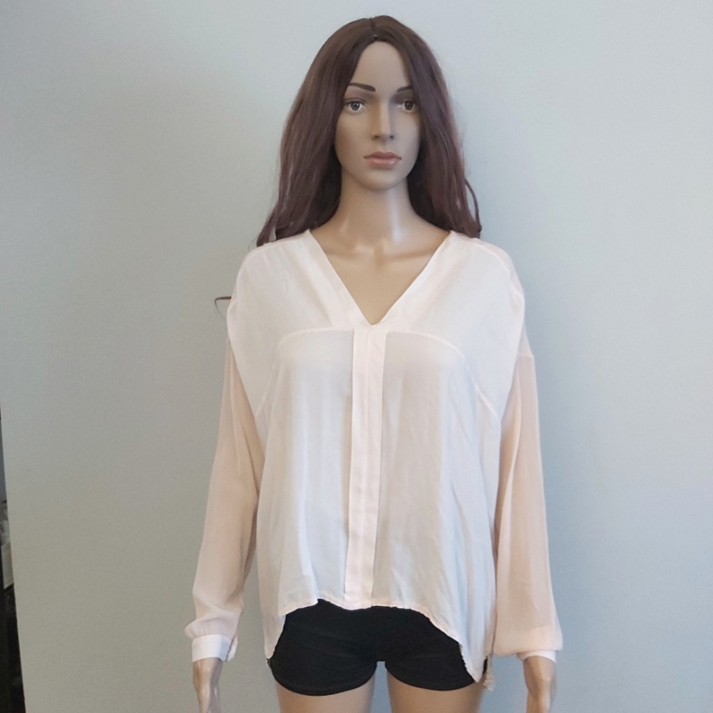 C'est Moi Italian peach long sleeves top blouse high low tunic Italy